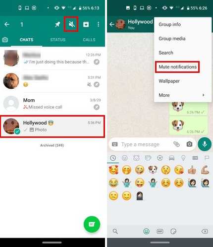 cara mute notifikasi whatsapp