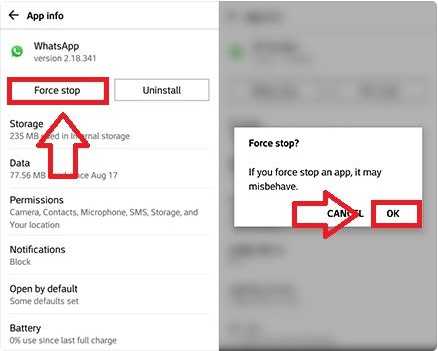 force stop whatsapp