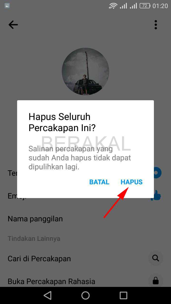 hapus chat messenger