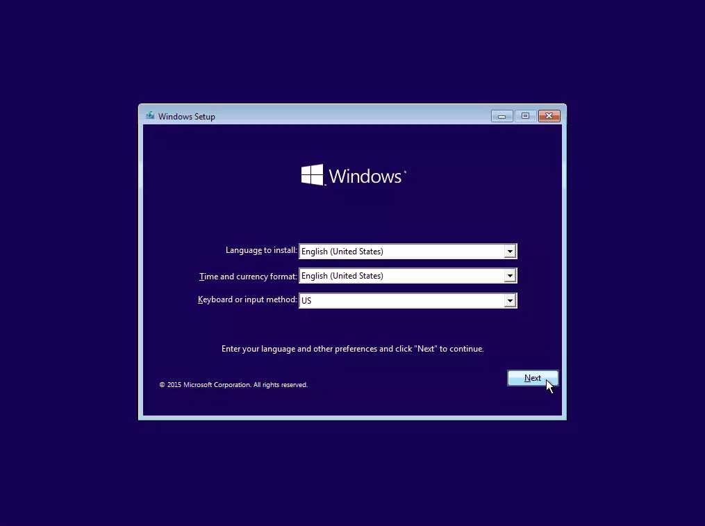 proses setup Windows 10