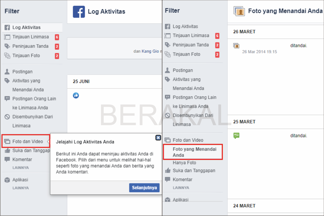 Cara Menghapus Tanda di Facebook dengan Log Aktivitas