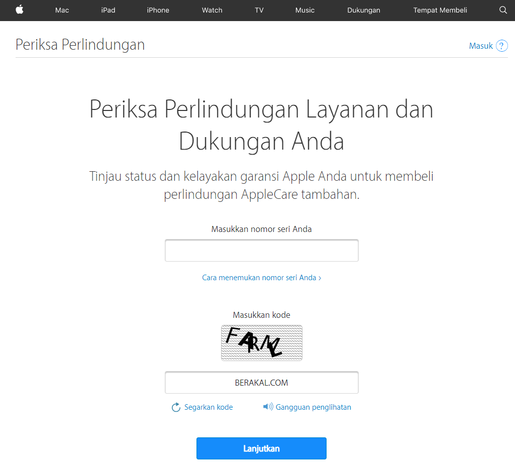 cek garansi iphone