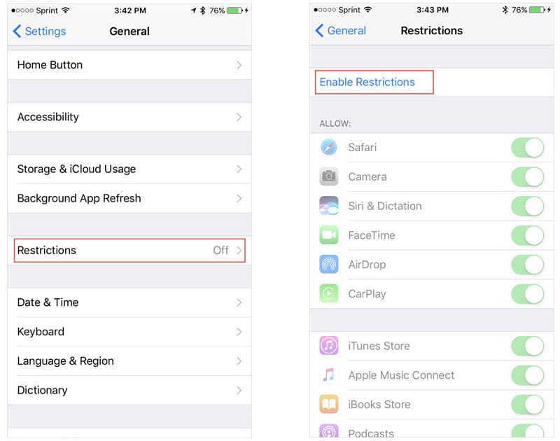 fitur restriction pada iphone