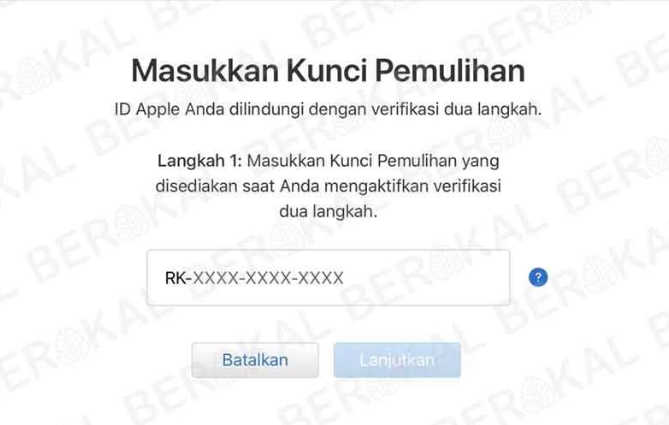 kunci pemulihan apple id