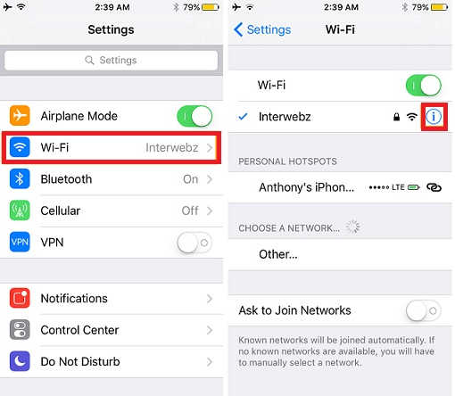 setting dns iphone