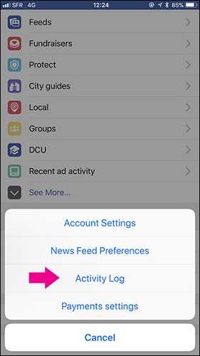 activity log facebook