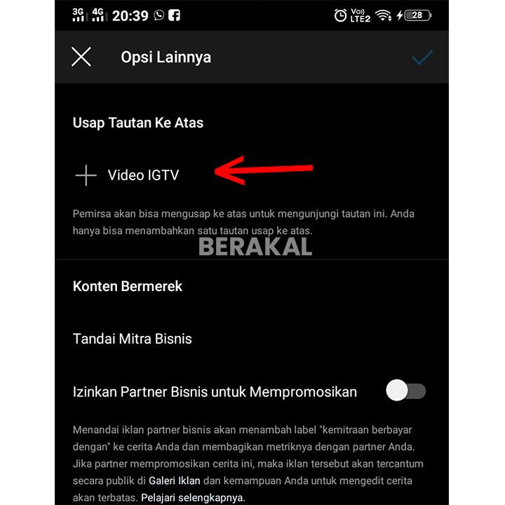 cara swipe up instagram tv