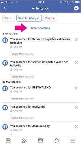 ios clear searches