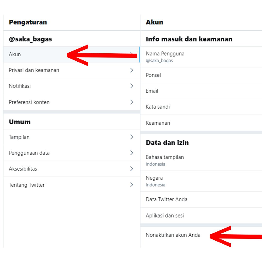 nonaktifkan akun anda