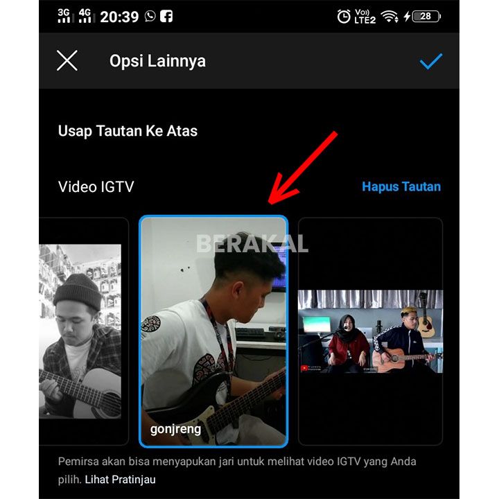 pilih instagram tv