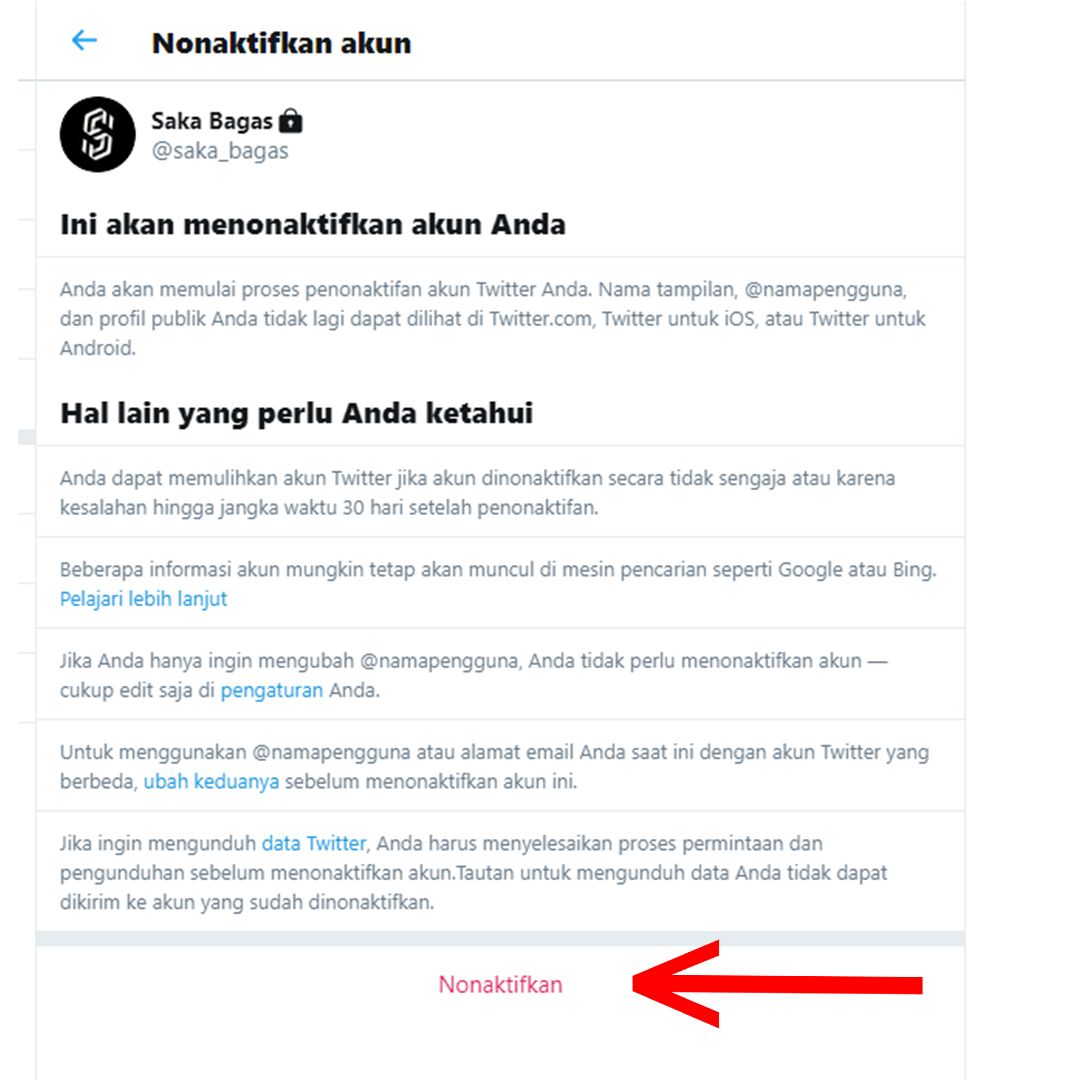 syarat dan ketentuan penghapusan akun twitter