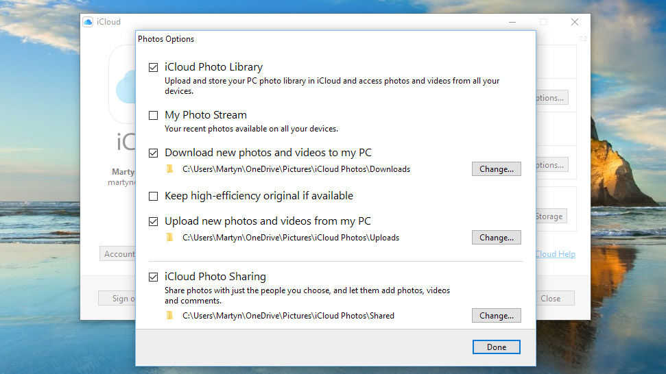 icloud photos option windows