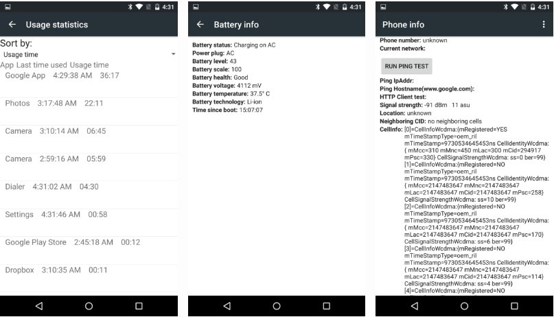 informasi tentang smarpthone dari kode rahasia android