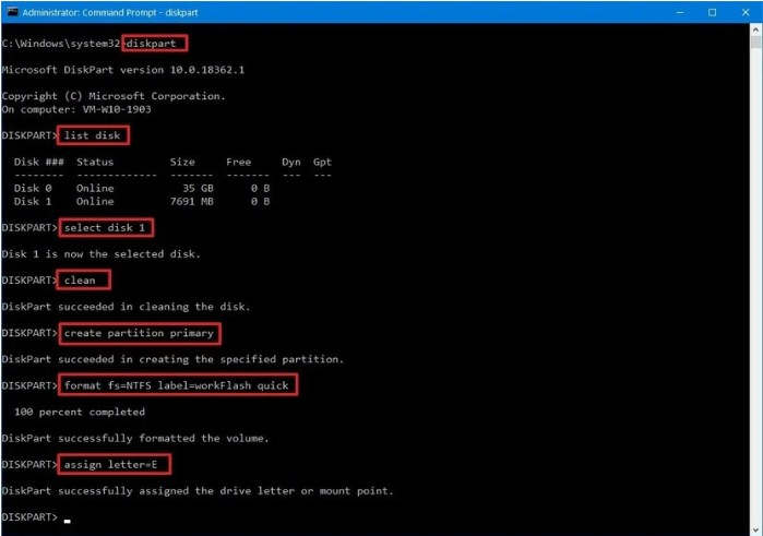 Command prompt diskpart