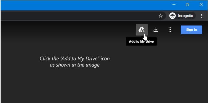 Klik add to my drive