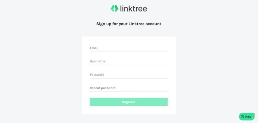 Masukan data untuk daftar linktree