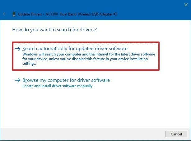 Pilih Auto search untuk mencari update driver