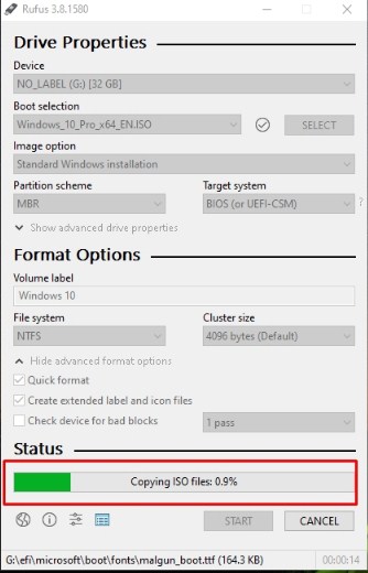 Proses Rufus di Flashdisk
