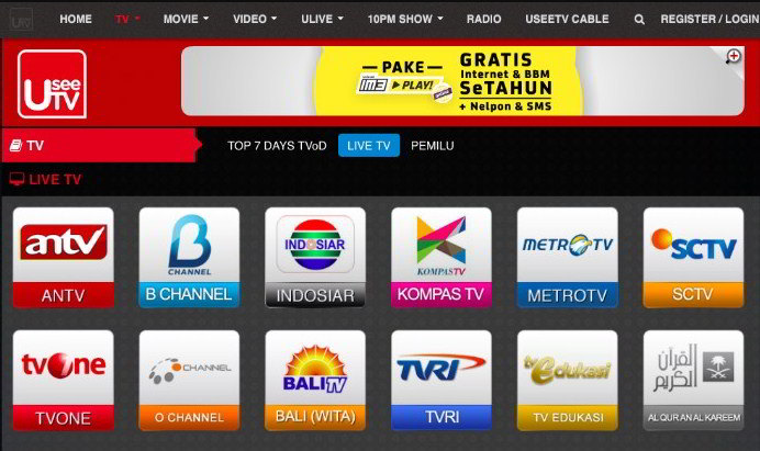 UseeTv streaming tv Online Indiehome