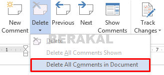 menghilangkan semua comment di word