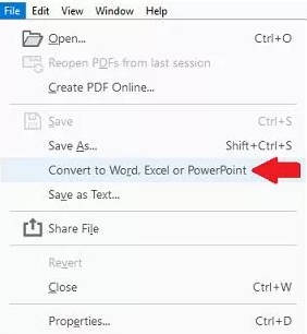 convert to word, excel or powerpoint