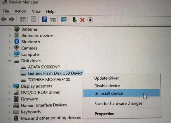 uninstall device