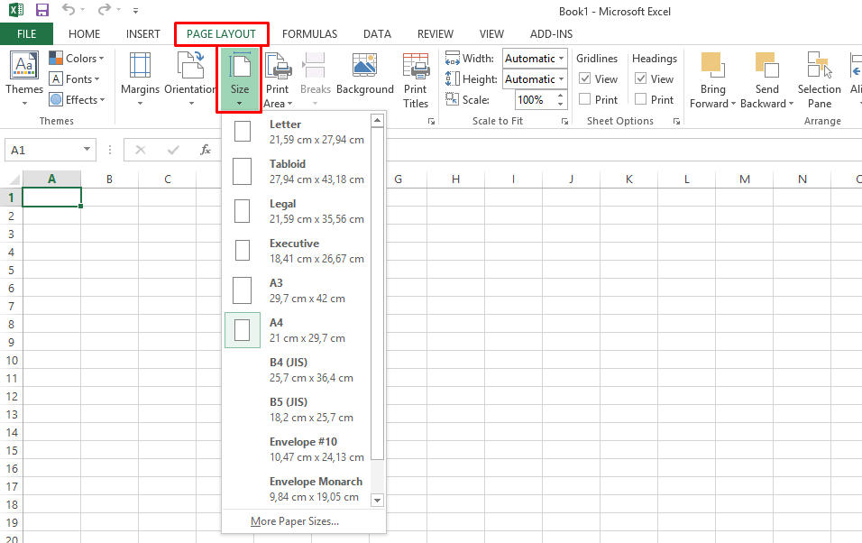 cara mengatur ukuran F4 di excel