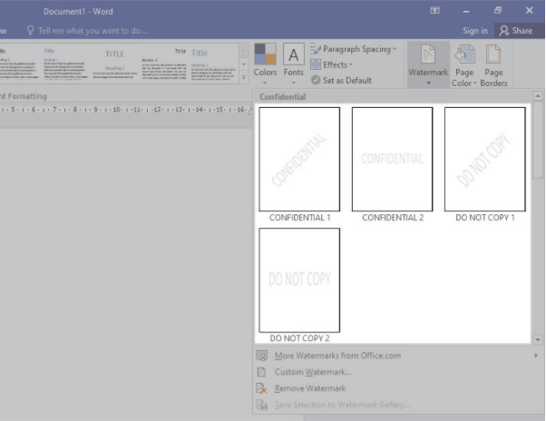 cara membuat watermark di word 2016