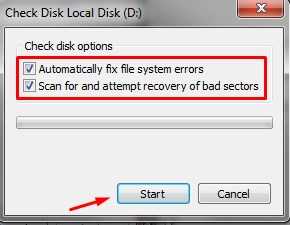 check disk options