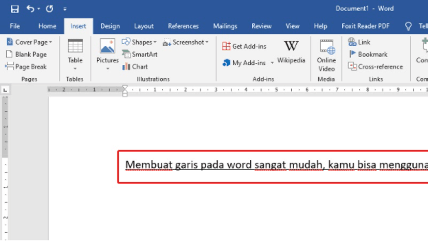 membuat garis underline di word