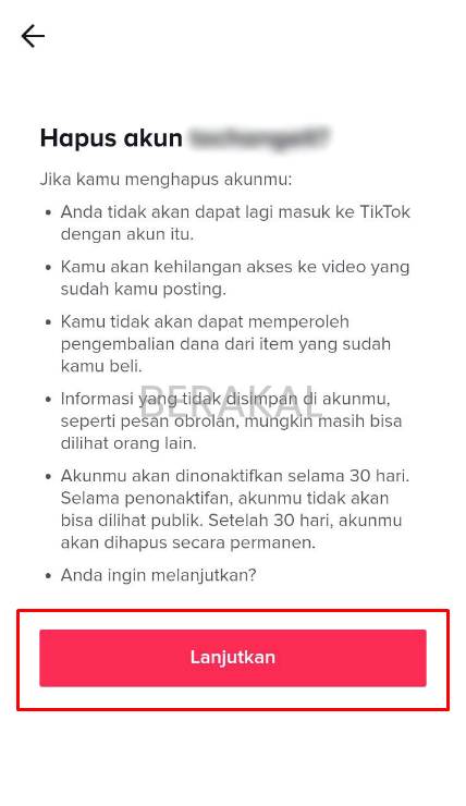 menghapus akun tiktok yang lupa password