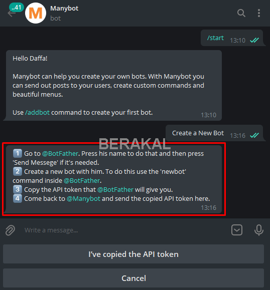 cara membuat bot telegram absensi