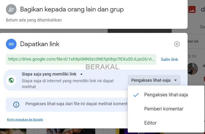 membagikan file google drive ke semua orang