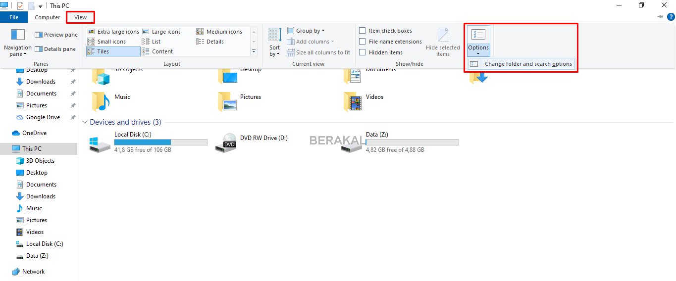 pengaturan folder windows explorer