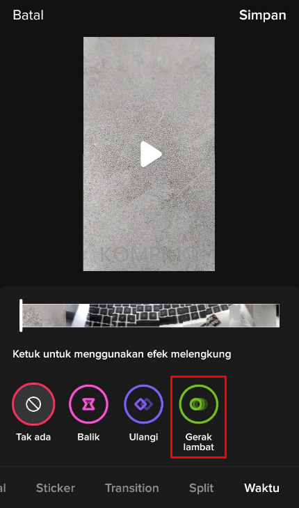 edit video slowmo di TikTok