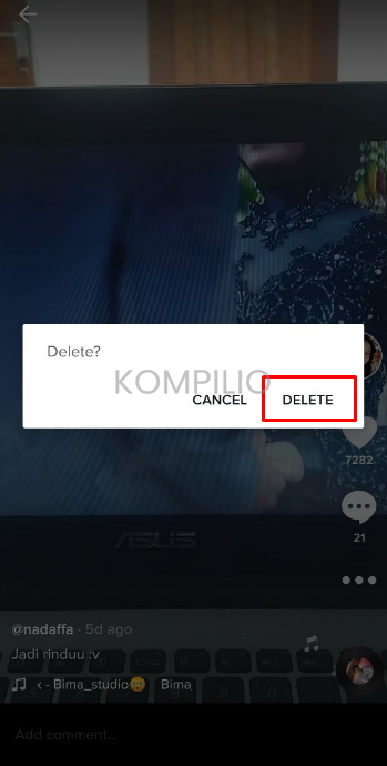 hapus video tiktok