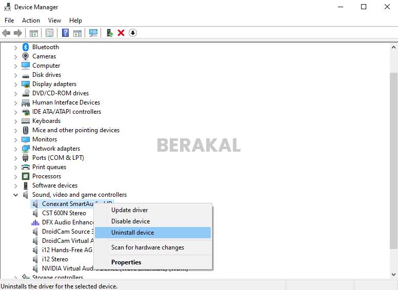 Uninstall Device Driver Audio