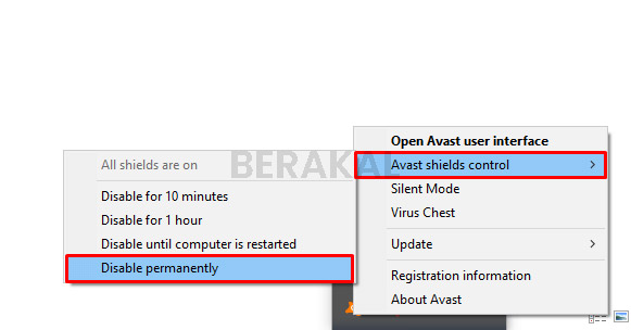 Disable Avast