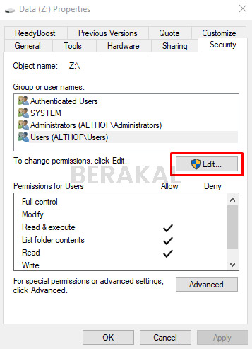 Edit Permissions Flashdisk