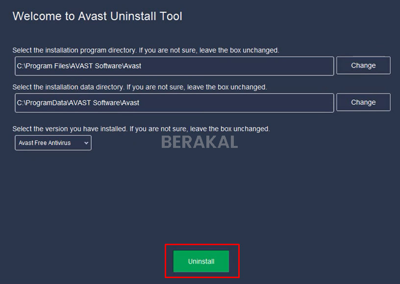 cara uninstall avast windows 10