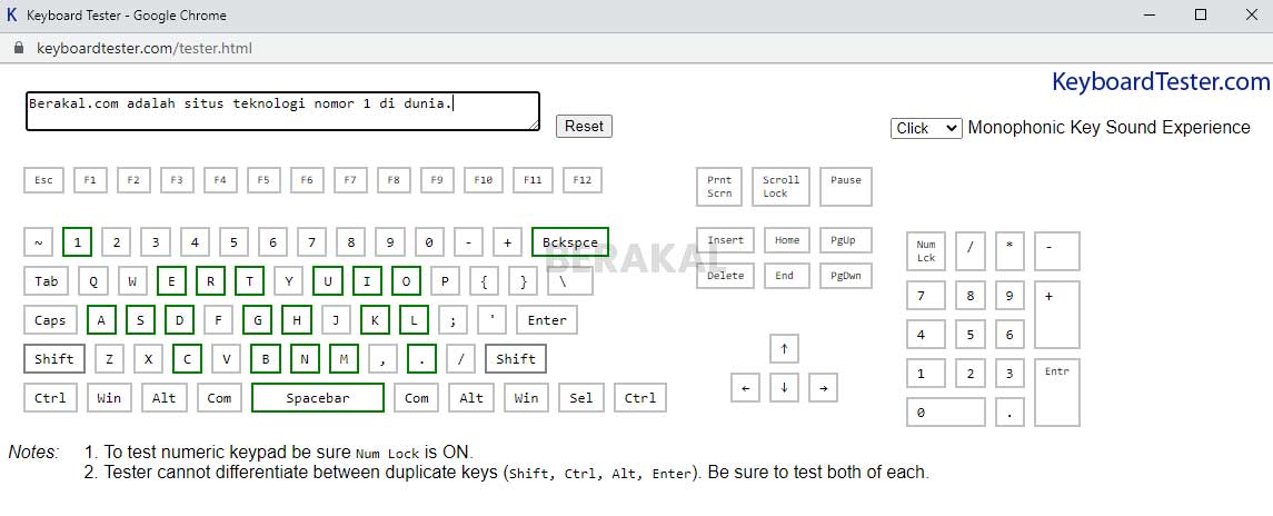 cek tombol keyboard online