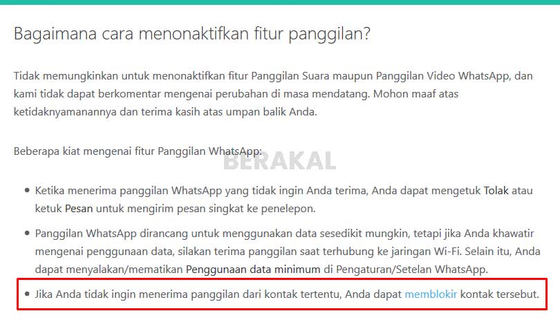 Bagaimana cara menonaktifkan fitur panggilan