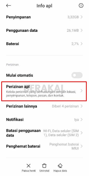 Perizinan aplikasi WhatsApp