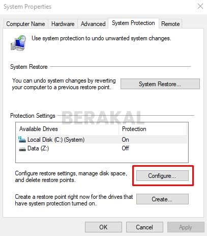 Cara membuat system restore point