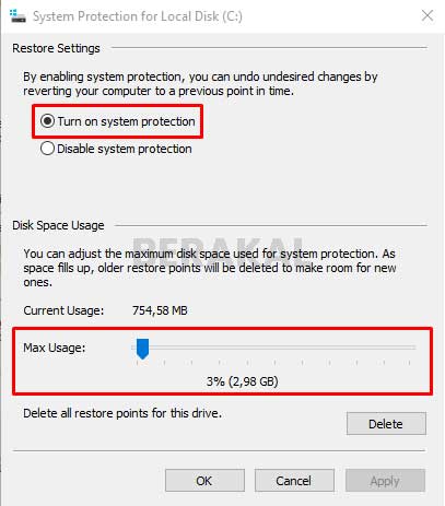 Cara mengaktifkan system restore