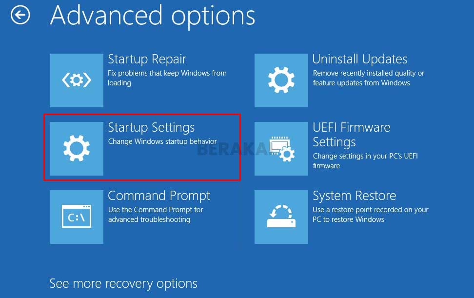 Startup Settings Windows 10