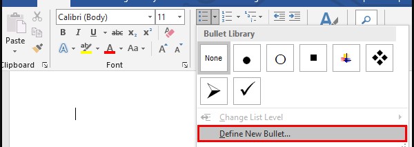 Klik menu Define New Bullet.