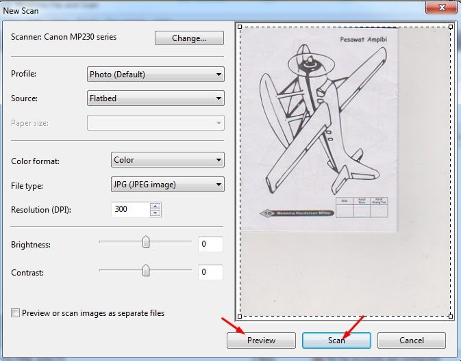 Pada menu Preview or Scan Image as Separate Files, hilangkan tanda centang.