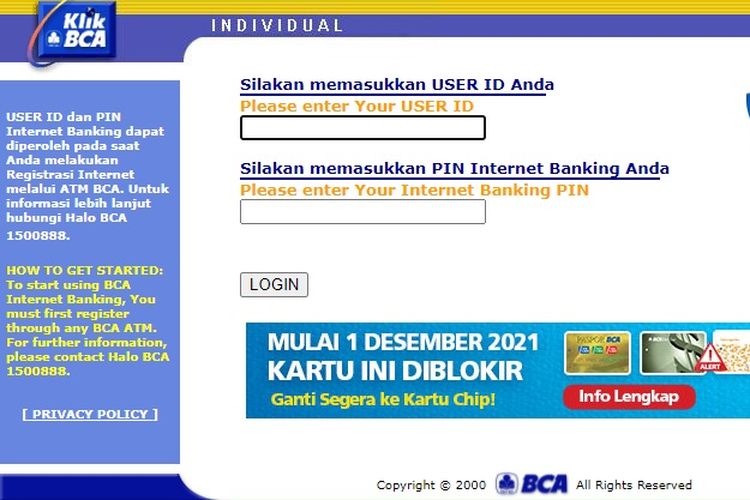 Masuk ke situs resmi BCA di https-::ibank.klikbca.com: