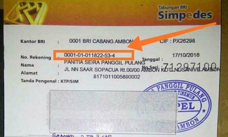 Contoh No Rekening BRI yang Ada di Buku Tabungan